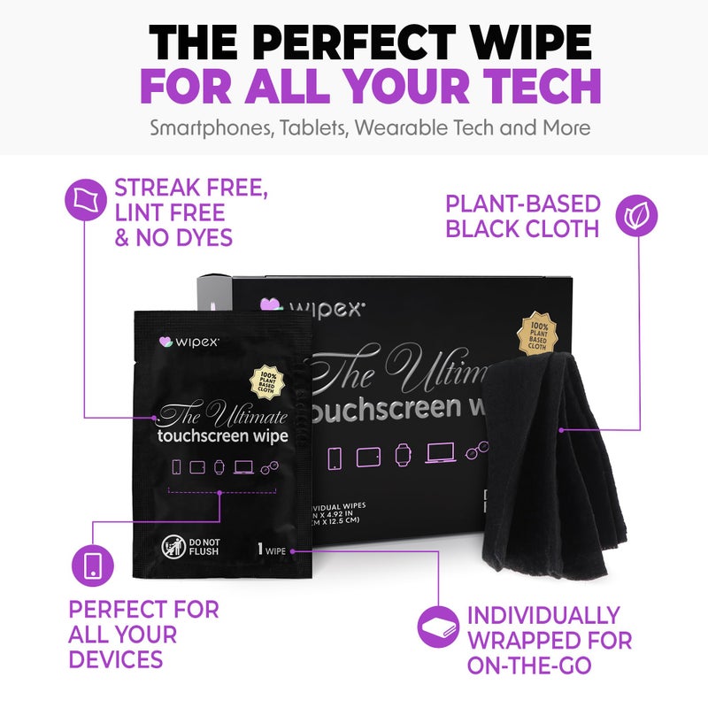 Wipex Car Screen Wipes for Electronics - 24 Individual Car Screen Cleaner Wipes - Plant-Based Touchscreen Cleaner Cloth for Dashboard Panels, Mobile Phone, Interior Car Cleaning Supplies (5.9"x4.92") - Image 4